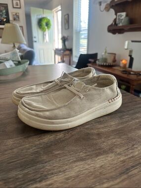 Hey Dude Beige Canvas Casual Slip-On Shoes